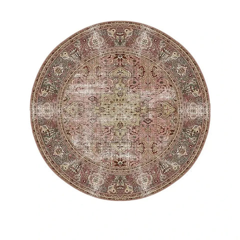 Navak Carpet Exclusive Picks Bohemian Retro Round Loop-Pile Carpet - Vintage Circular Area Rug for Coffee Table, Sofa & Bedroom Non-Slip Home Deco