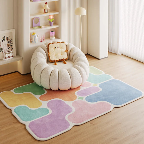 Navak Carpet Exclusive Picks Dopamine Patchwork Imitation Cashmere Rug Comfort Washable Living Room Sofa Rug Bedroom Rug Recliner Chair Rug Home Decor