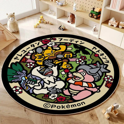 Navak Carpet Daily Picks Disney Anime Cartoon Pokemonzd Round Floor Mat Living Room Bedroom Rugs Cute Child Non-Slip Washable Carpet Home Decor