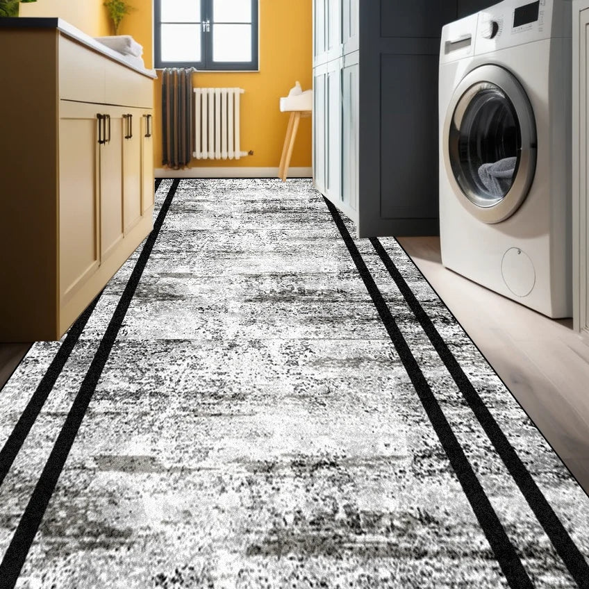 Navak Carpet Modern Geometric Corridor Carpet Kitchen Decor Non-slip Runner Rugs Bathroom Passageway Entrance Door Mat Hotel Lobby Long Rugs