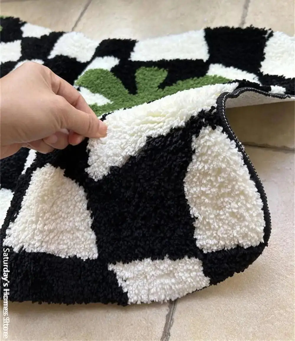 Navak Carpet Plaid Irregular Kitchen Rugs Soft Fluffy Tufting  Carpet Rugs Non-Slip Abosrbent Bathroom Floor Mat Bedroom  Toilet Door Carpet