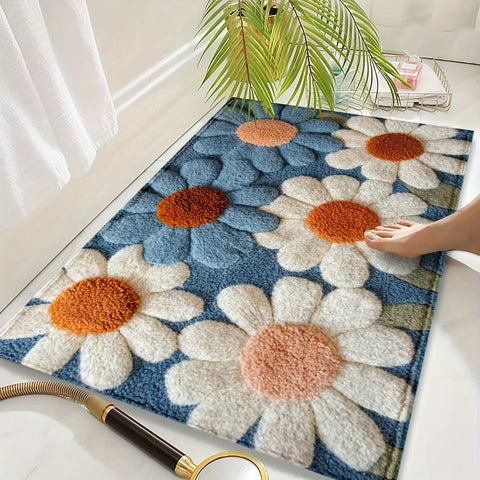 Navak Carpet Exclusive Picks Daisy Pattern Carpet Doormat Non-slip Laundry Room Rug For Bedroom Floor Mat Home Decor Bedside Rugs Outdoor Carpet