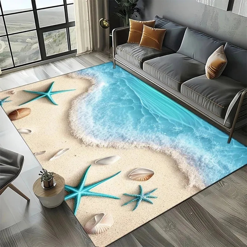 Navak Carpet 3D Beach Shells Rug for Kids' Play Area and Bedroom Non-Slip Decor