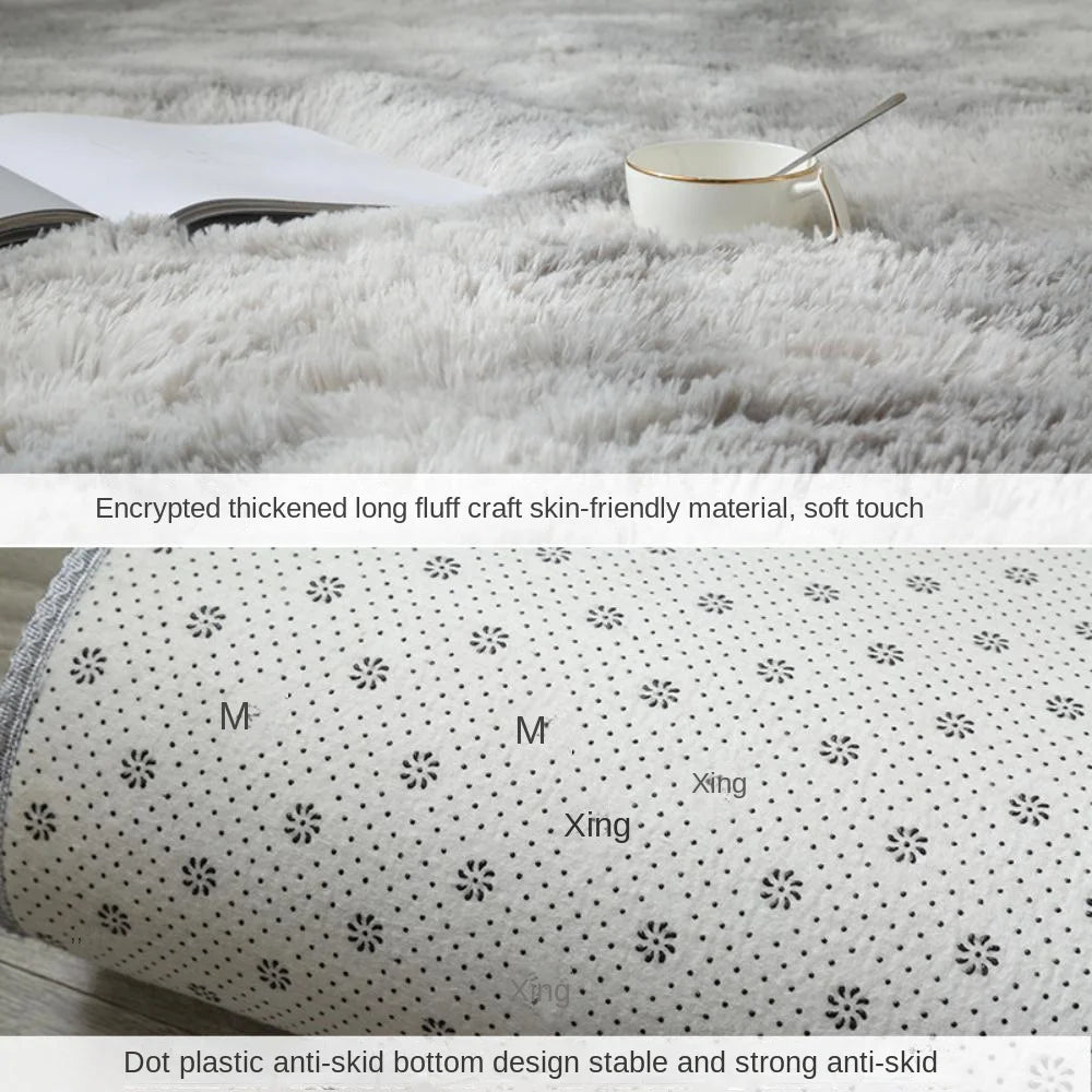 Navak Carpet Exclusive Picks Nordic ins thickened long hair tie-dyed silk hair carpet Modern simple oval bedroom bed rug, living room sofa rug