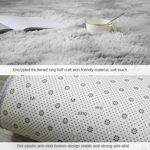 Navak Carpet Exclusive Picks Nordic ins thickened long hair tie-dyed silk hair carpet Modern simple oval bedroom bed rug, living room sofa rug