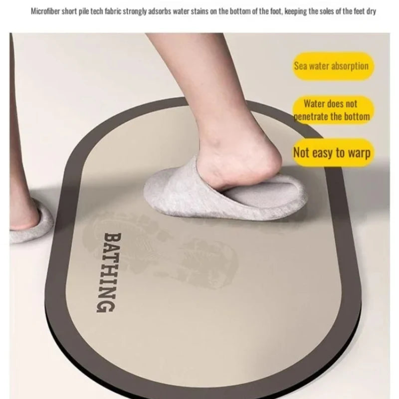 Navak Carpet Bathroom Mat, Non-Slip Absorbent Floor Rug – Quick-Dry Silicone/Algae Mud Doormat for Shower, Toilet, Washroom