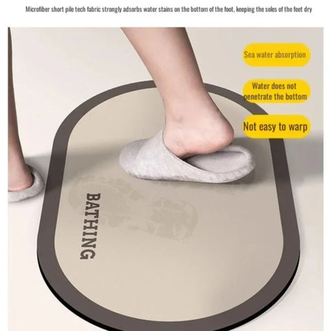 Navak Carpet Bathroom Mat, Non-Slip Absorbent Floor Rug – Quick-Dry Silicone/Algae Mud Doormat for Shower, Toilet, Washroom