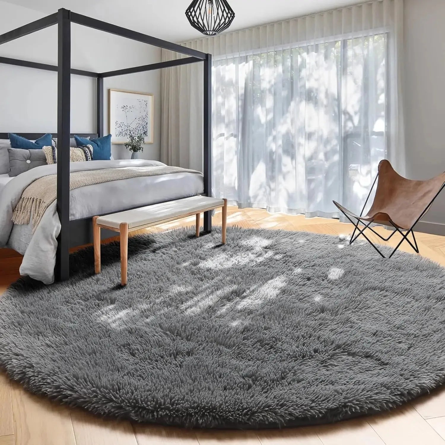 Navak Carpet vikama Pink Round Rug for Girls Bedroom,Fluffy Circle Area Rug for Kids Room,Furry Shaggy Carpet for Living Room Playroom Decor