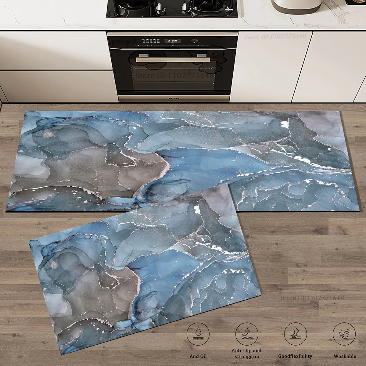 Navak Carpet Entrance Doormat Kitchen Carpet Bedroom Floor Balcony Decoration Long Rug Home Bath Door Hallway Anti-Slip Foot Mat Marble Rug