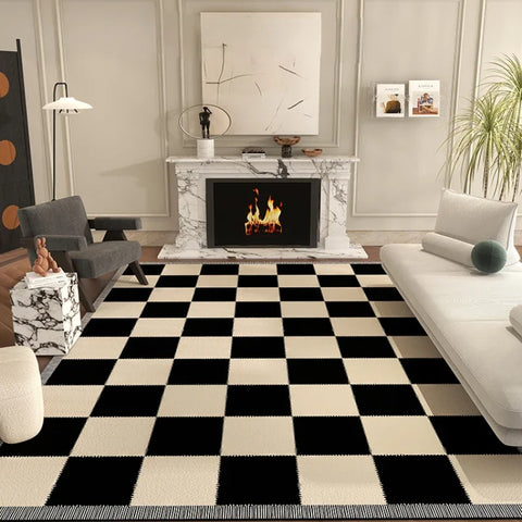 Navak Carpet Nordic Style Rugs for Bedroom Fluffy Soft Living Room Decoration Plush Carpet Modern Minimalist Study Rug Thick Plaid Floor Mat