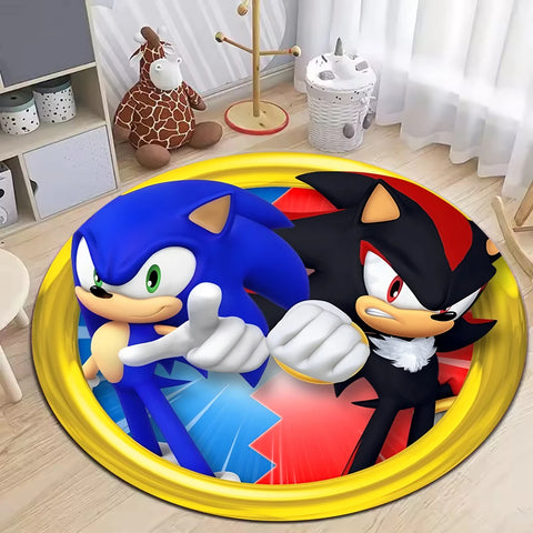 Navak Carpet Daily Picks Blue Hedgehog Creative Round Rug for Living Room Decor Bedroom Bedside Soft Carpet Sofa Mat Gaming Room Swivel Chair Mat