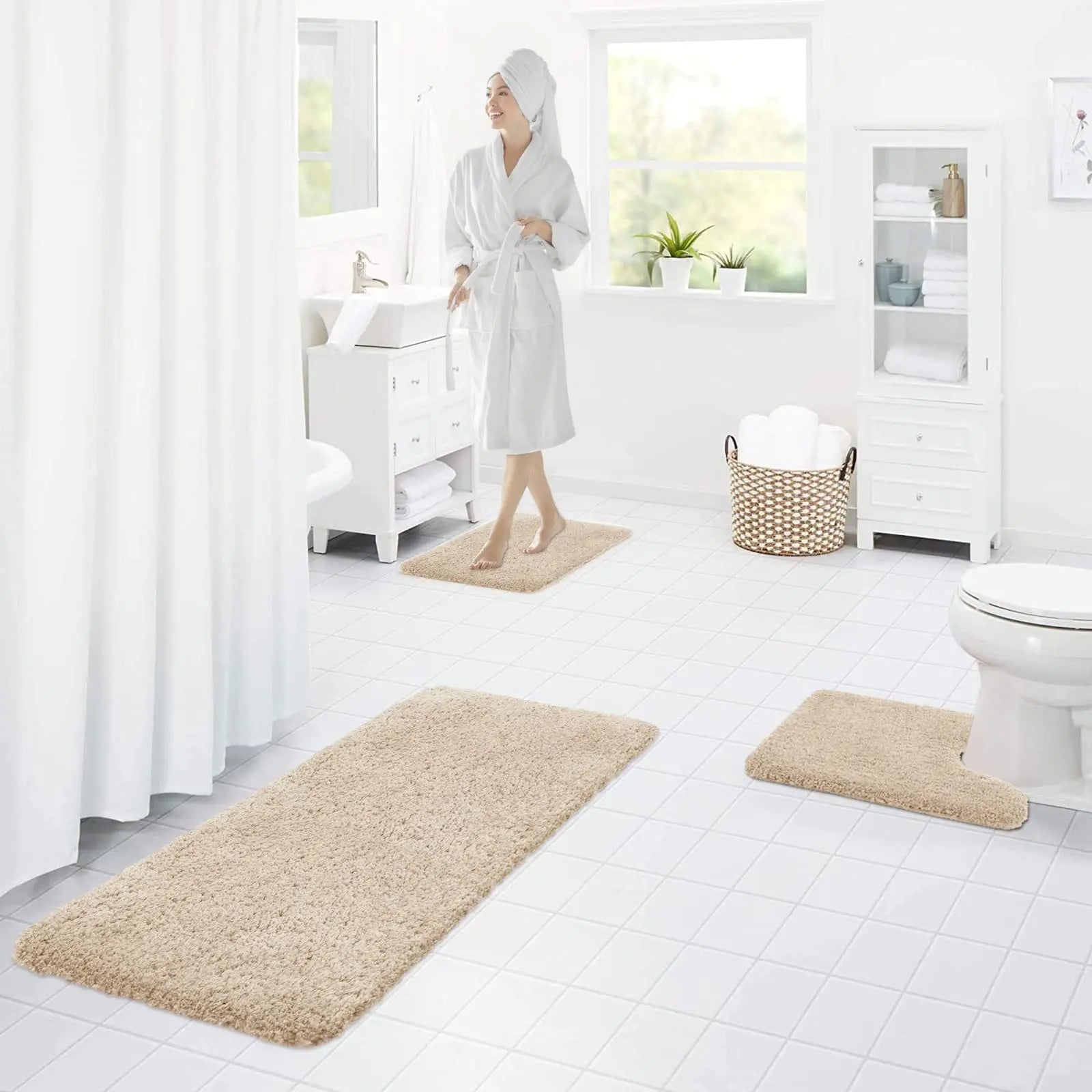 Navak Carpet Kitinjoy Fluffy Bathroom Rugs Non-Slip Washable Absorbente Bath Mat Soft Shaggy Microfibre Bath Mats Resist Dirt Kitchen Carpets