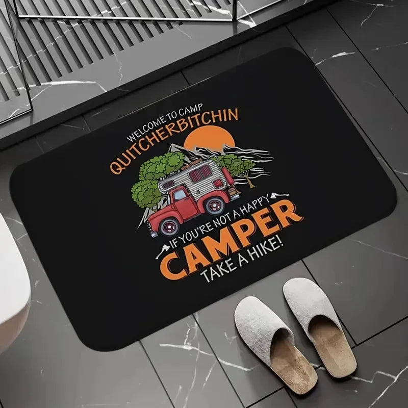 Navak Carpet Happy Campers Rug Non-slip Floor Mat Machine Washable Entrance Carpet for Hallway Bedroom Kitchen and Home Accessories Decor