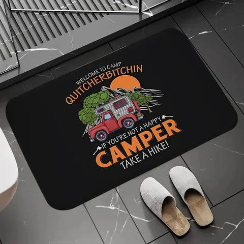 Navak Carpet Happy Campers Rug Non-slip Floor Mat Machine Washable Entrance Carpet for Hallway Bedroom Kitchen and Home Accessories Decor