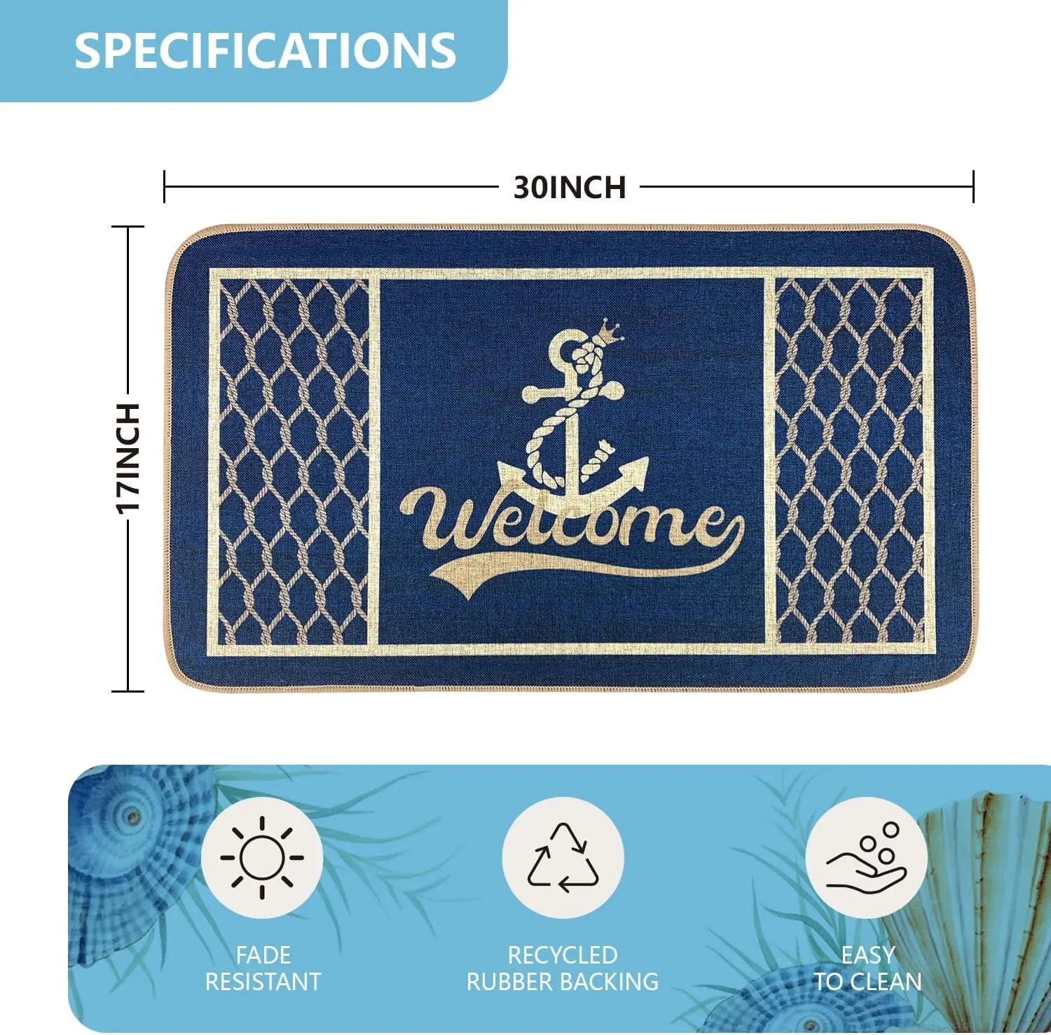 Navak Carpet SHIYUE Boat Floor Door Mat Welcome Aboard Mats Outdoor Nautical Coastal Rug,Home Boats Entrance Rope Front Indoor Outside Entryw