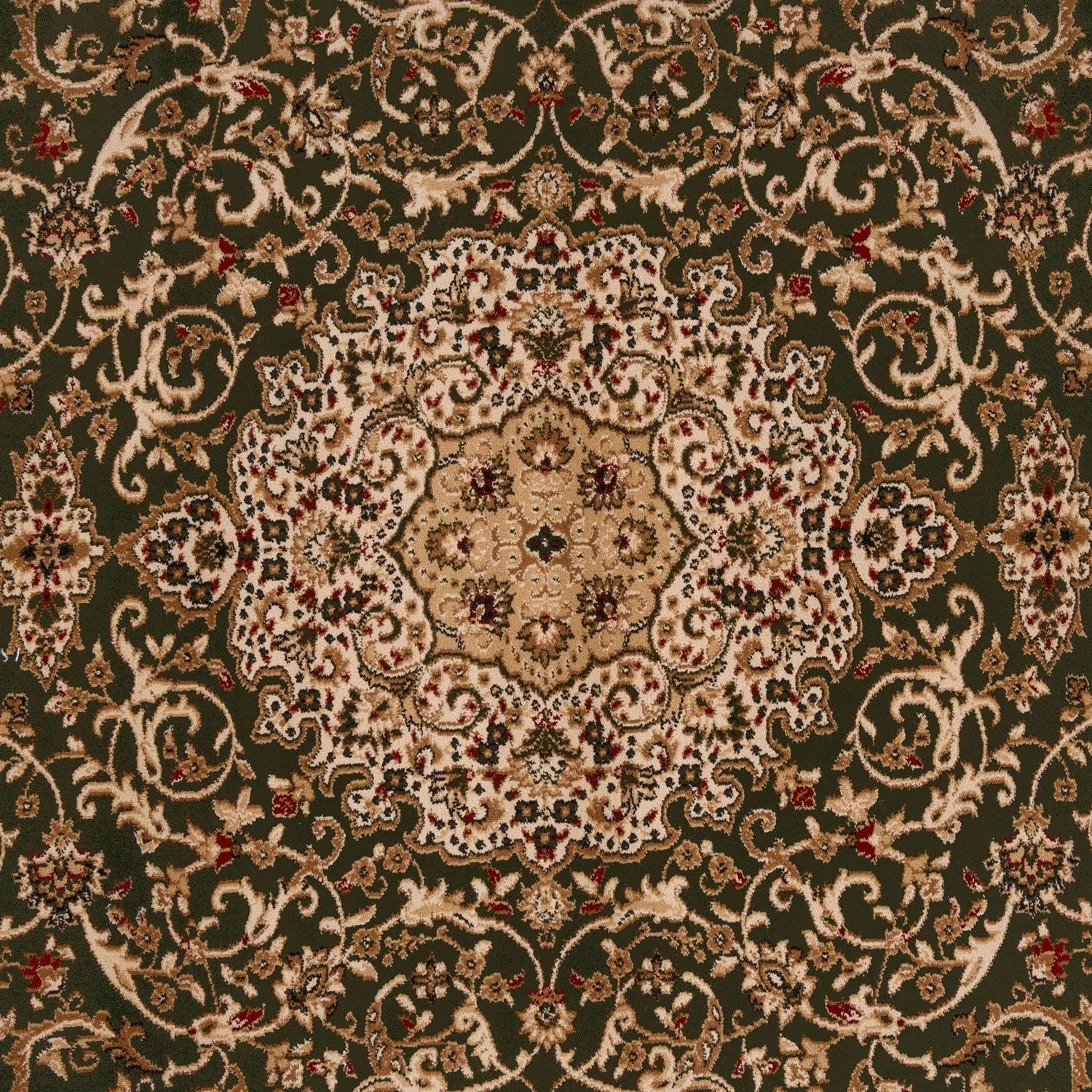 Navak Carpet Dark Green Gold Beige Traditional Bordered Oriental Medallion Classical Home Decor Floral Living Room Bedroom Rug Fireside Mat