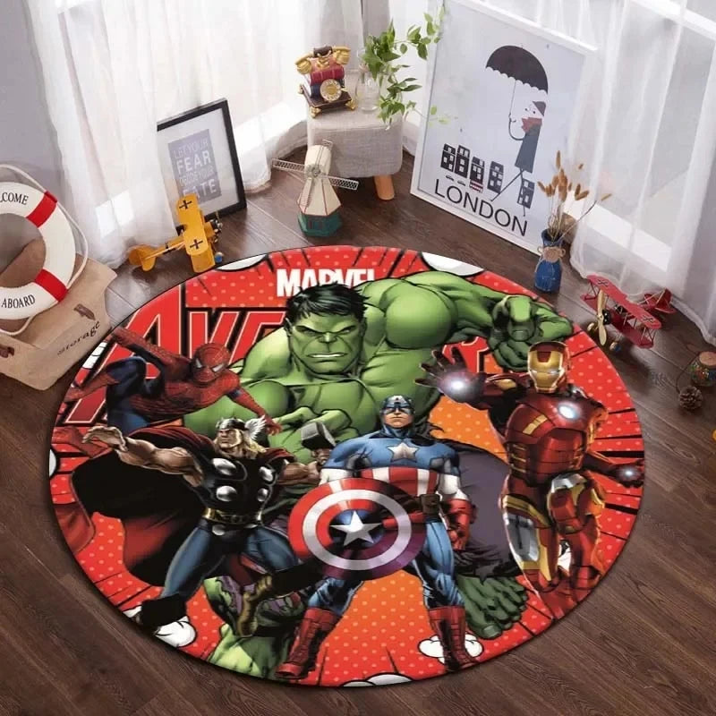 Navak Carpet Daily Picks DISNEY Marvel The Avengers Round Carpet Anime Rug Non-Slip Play Mat Cute Floor Rugs For Living Room Bedroom Kids Mats