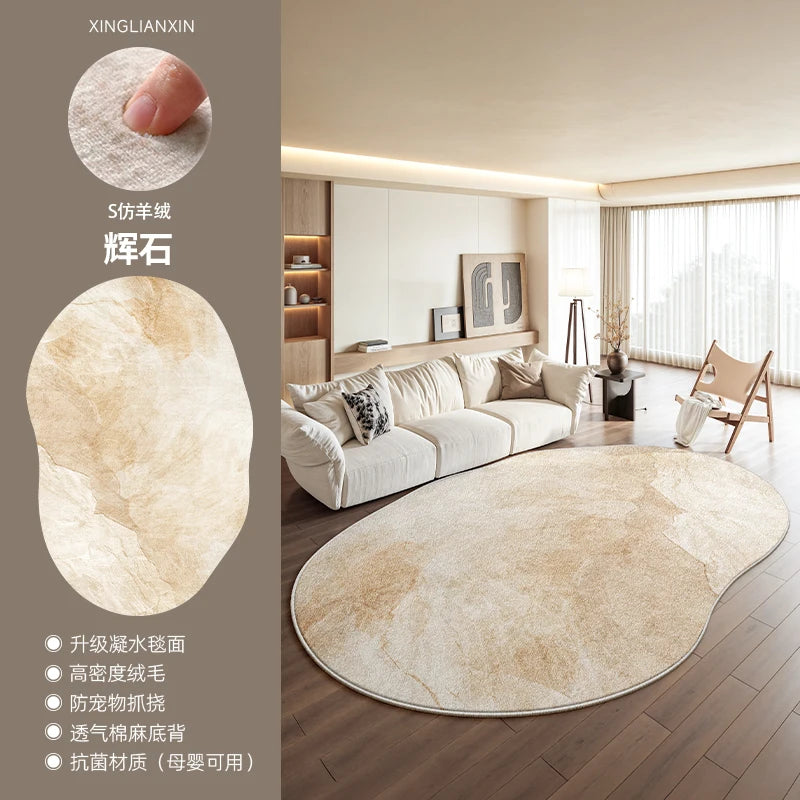 Navak Carpet Light Luxury Bedroom Decor Marble Carpet Irregular Shape Carpets for Living Room Fluffy Soft Plush Rug Home Non-slip Floor Mat