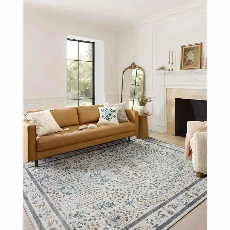 Navak Carpet Palace Princess Beige Carpet for Living Room Elegant Persian Ethnic Style Rug Boho Home Bedroom Bedside Decor Non Slip Floor Mat