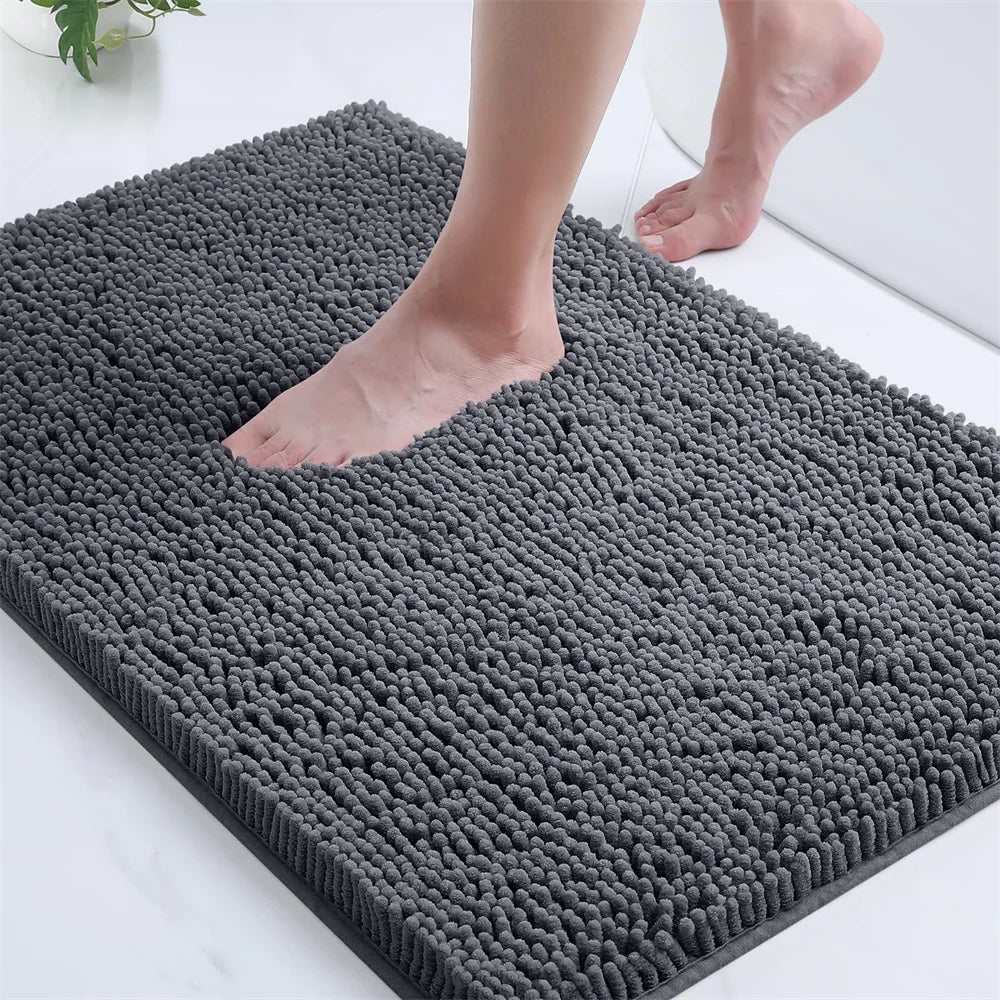 Navak Carpet Olanly Chenille Bathroom Rug Extra Soft Shaggy Bath Mat Non-Slip Bathroom Floor Mat Water Absorbent Plush Microfiber Rugs Shower