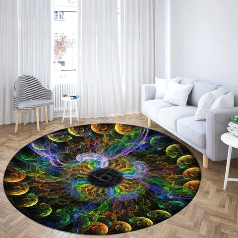 Navak Carpet Psychedelic Mandala Printed Round Carpet for Living Room Bedroom Mat Easy To Clean Festive Atmosphere Decorated Home Decor Rug