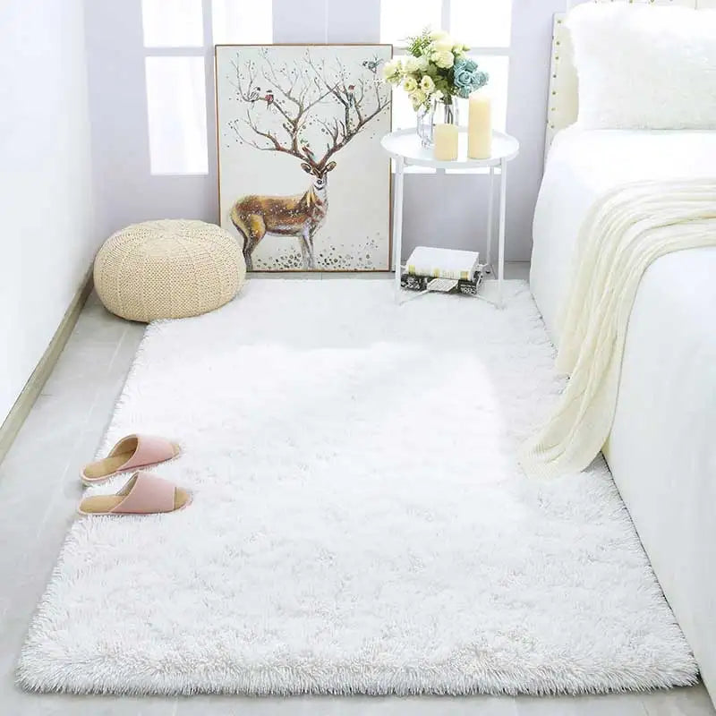 Navak Carpet Shag Living Room Silk Wool Carpet Home Bedroom Bed Full Floor Mat Nordic Sofa Non-Slip Mat Simple Wind Plush Cushion