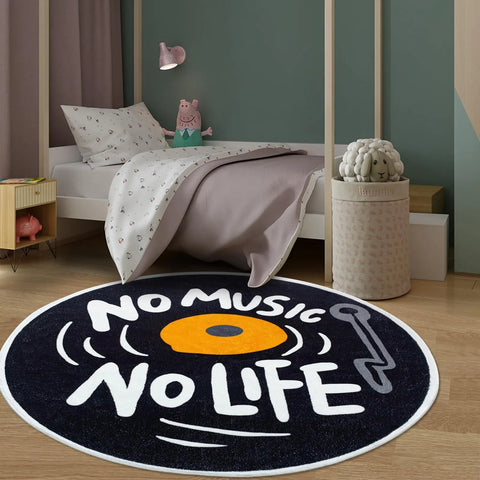 Navak Carpet Round CD Carpet Music Records Area Rug Modern Letter Floor Carpet Non Slip Area Rugs