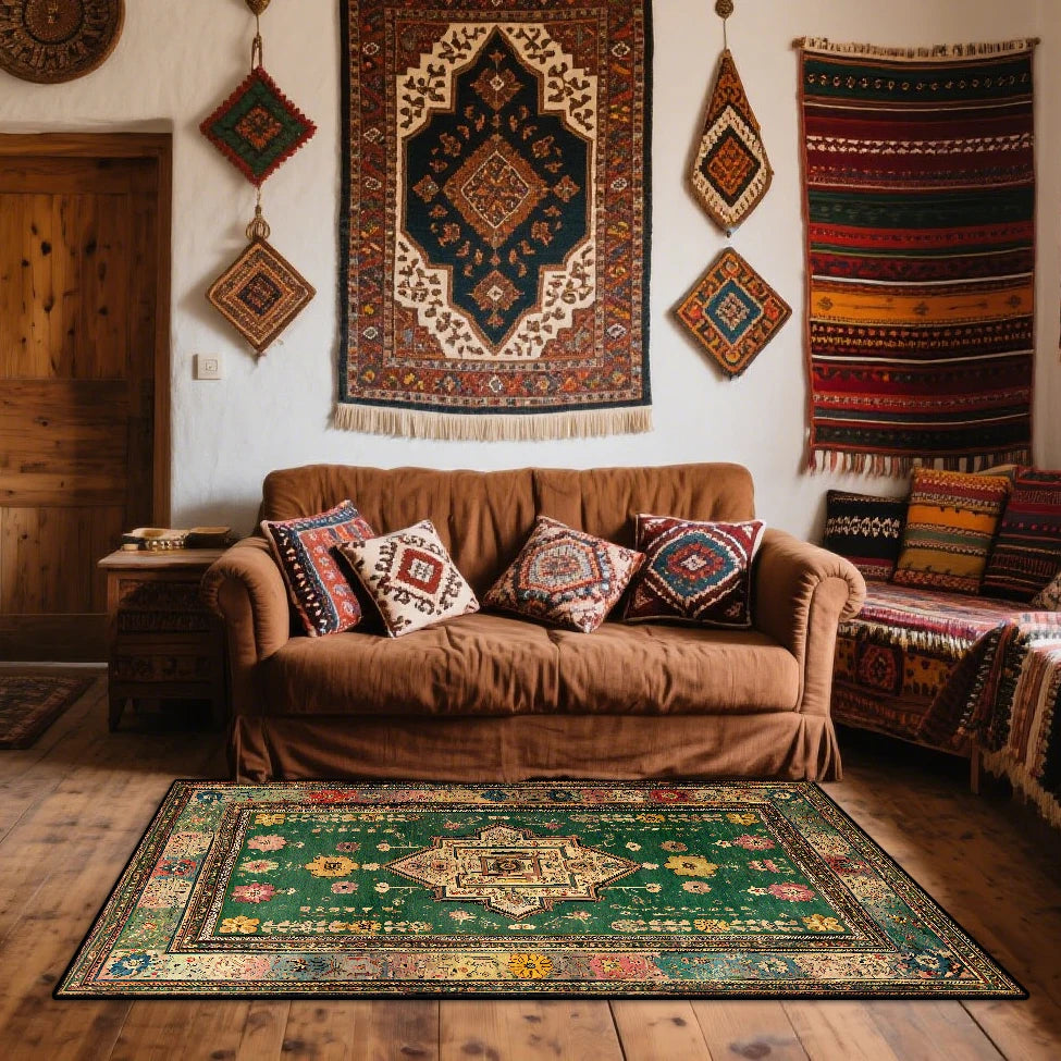 Navak Carpet Bohemian Retro Carpet for Living Room Persian Classical Decoration Sofa Area Rug Bedroom Easy Clean Washable Floor Mats Antiskid