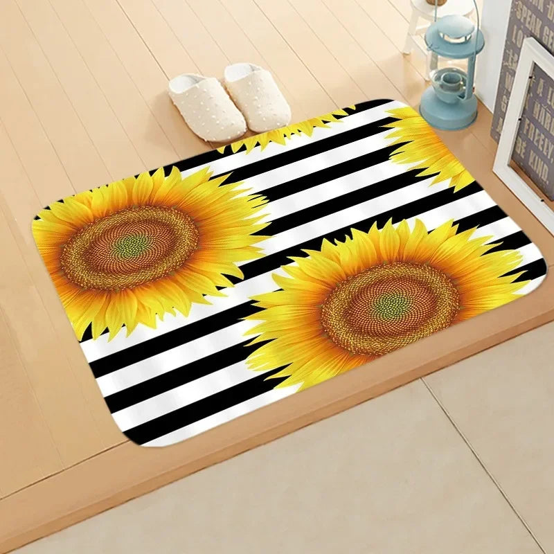 Navak Carpet Sunflower Entrance Welcome Door Mat Flowers Bedroom Bedside Decor Carpet Non-slip Bathroom Kitchen Foot Rugs for Indoor Home