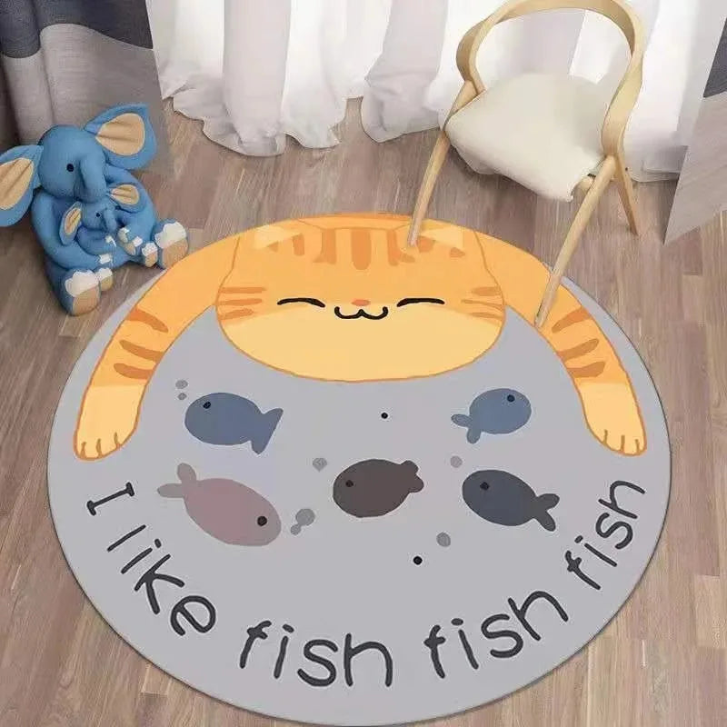 Navak Carpet Cartoon Animal Round Rug Girl Children's Room Crawling Floor Mat Bedroom Living Room