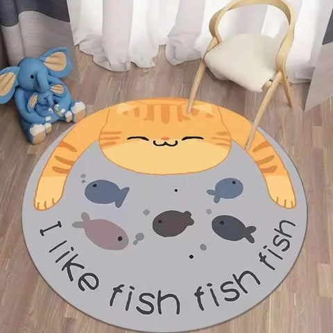 Navak Carpet Cartoon Animal Round Rug Girl Children's Room Crawling Floor Mat Bedroom Living Room