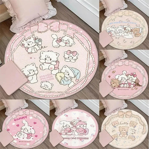 Navak Carpet Daily Picks DISNEY Kawaii Mikko Mousse Circular mat Souffle Cammy Latte cute Bedside Living Room bedroom Carpet Floor Decor Girls Rug