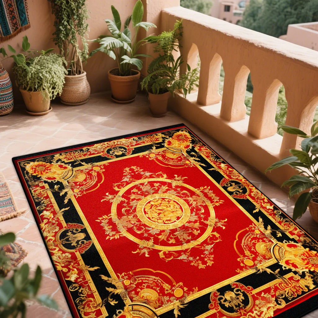 Navak Carpet Retro Red Persian Carpet for Rooms Non-slip Decoration Home Boho rugs Washable LIVE ROOM RUG Bohemian Coffee Tables Mat Bedroom