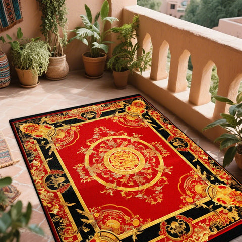 Navak Carpet Retro Red Persian Carpet for Rooms Non-slip Decoration Home Boho rugs Washable LIVE ROOM RUG Bohemian Coffee Tables Mat Bedroom
