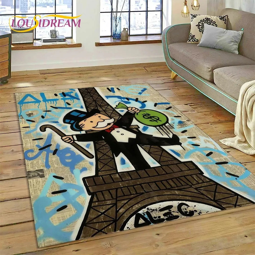 Navak Carpet Game Dollar Monopoly Cartoon Carpet Cute Money Rug For Living Room Bedroom Home Bathroom Floor Mat Non-slip Decoration Sofa
