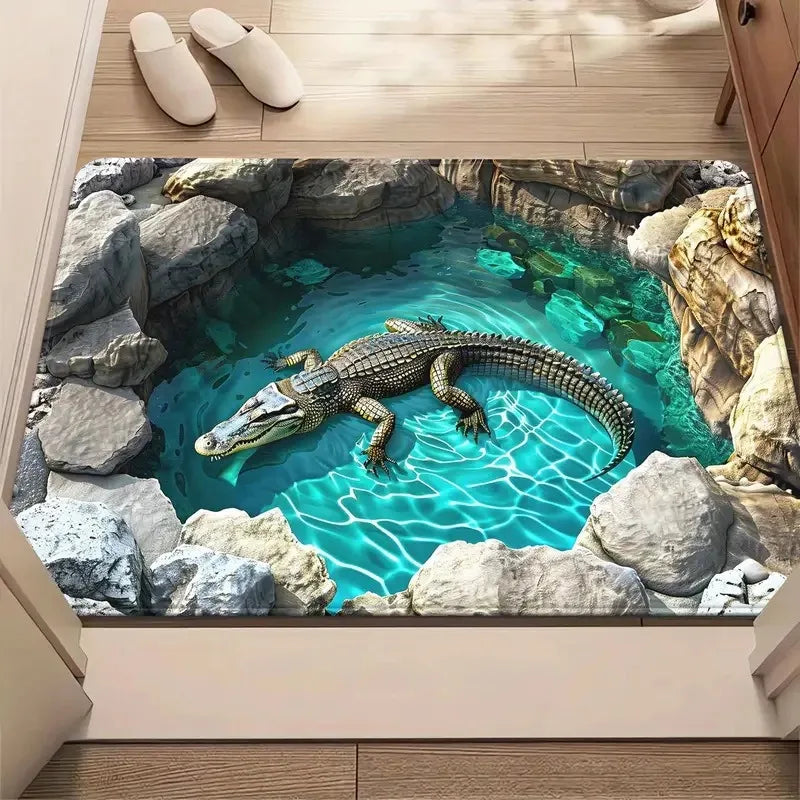 Navak Carpet Front Door Mat Entrance Brick Bottomless Hole Area Rug 3D Trap Optical Visual Illusion Rugs Playroom Floor Carpet Mat