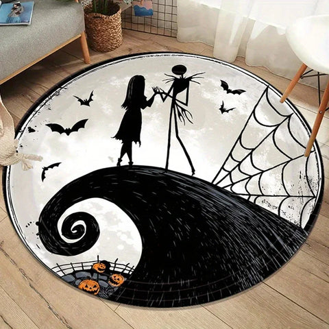 Navak Carpet Daily Picks Disney Nightmare Before Christmas Round Area Rug Bats Spiders Floor Living Room Bedroom Halloween Room Round Rug Decor