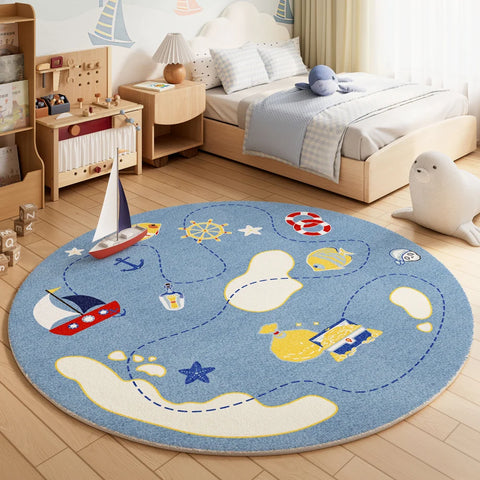 Navak Carpet  Cartoon Style Bedroom Decor Carpet Thickend Plush Children Floor Mat Fluffy Soft Round Rug Cute Patterns Carpets for Living Room