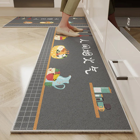 Navak Carpet Exclusive Picks 1/2PC Cartoon Easy To Manage Kitchen Floor Mat Home Long Crystal Velvet Carpet Dirt Resistant and Non-Slip Floor Mat