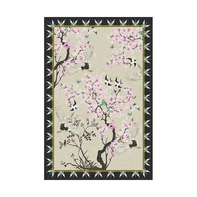Navak Carpet Artistic Floral Carpet Flower Bird Luxury Decorative Rugs Living Room Large Size Carpets Cozy Non-slip Easy Care Bedroom Rug 양탄자