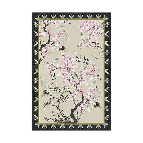 Navak Carpet Artistic Floral Carpet Flower Bird Luxury Decorative Rugs Living Room Large Size Carpets Cozy Non-slip Easy Care Bedroom Rug 양탄자
