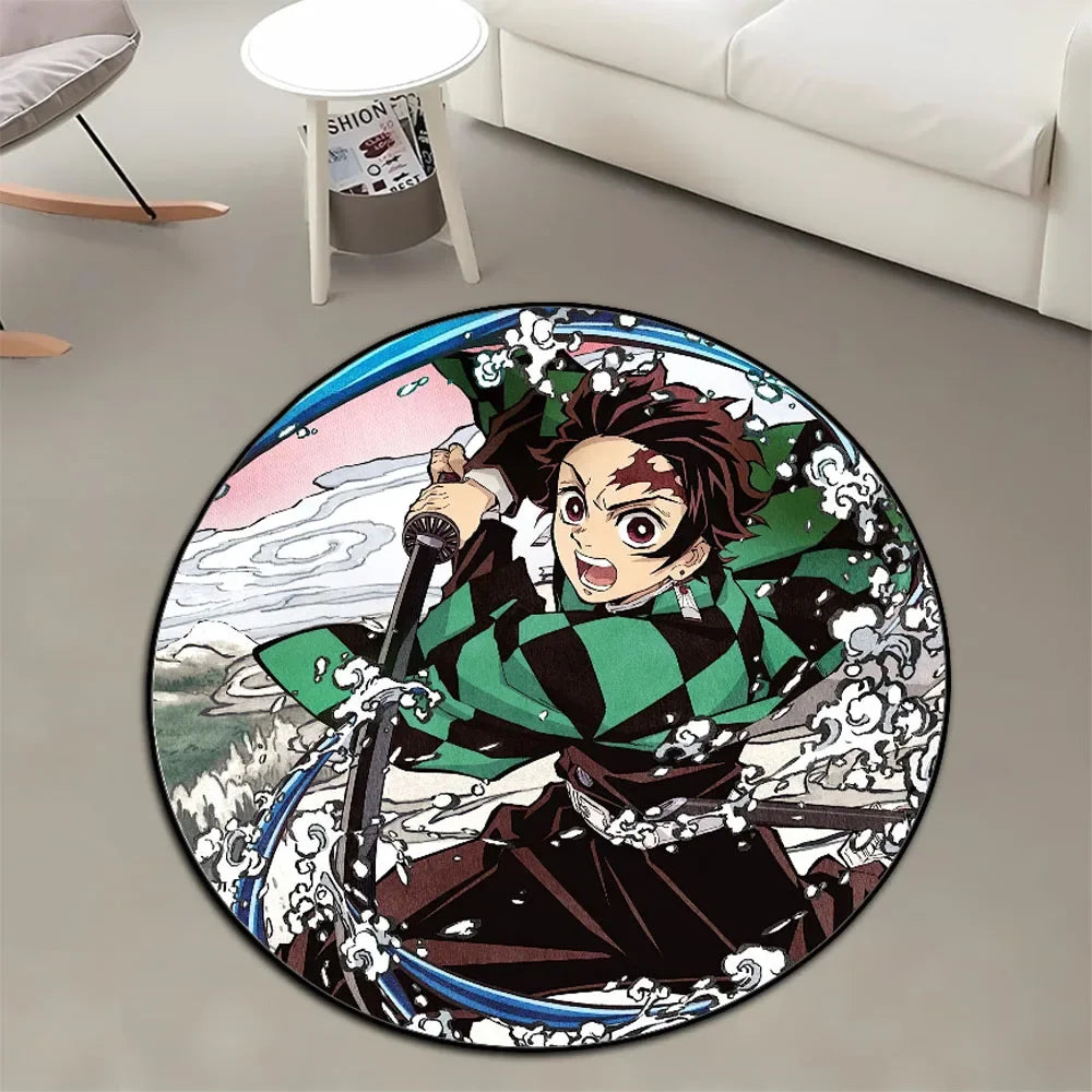 Navak Carpet Area Rug Anime Demon Slayer Nezuko Kokushibou Tanjirou Kanroji Kochou Gokudera Makoto Creative Printed Carpet for Home Decor