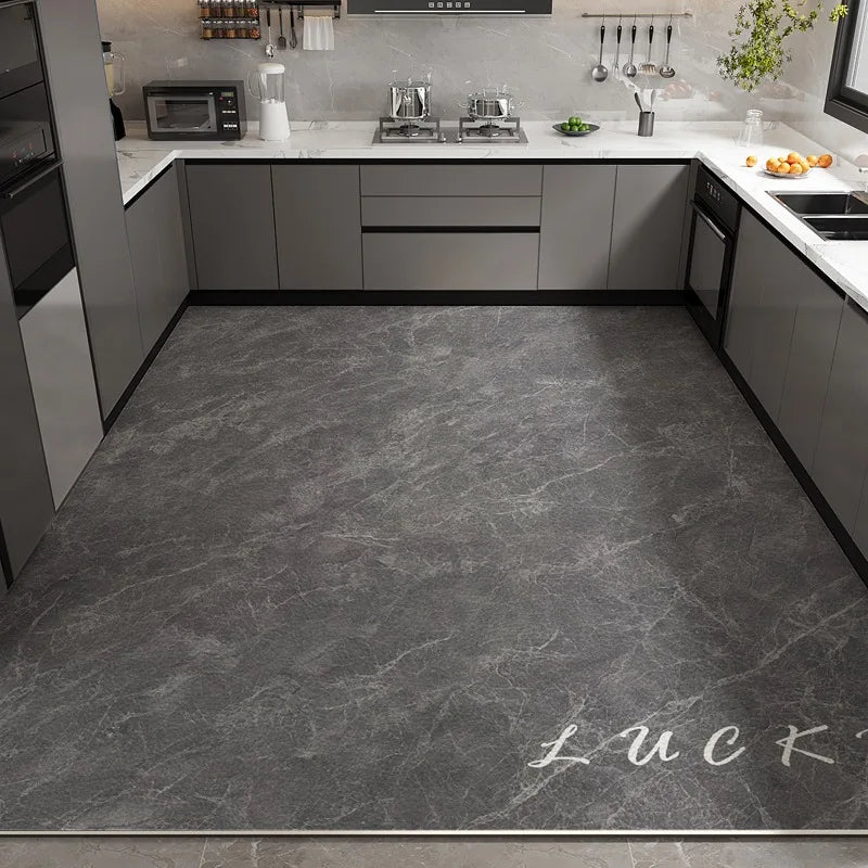 Navak Carpet Kitchen Floor Mat Waterproof Non-slip Oil-resistant Leather Carpet PVC Large Size Imitation Marble Geometric Rug Home Decora Mat