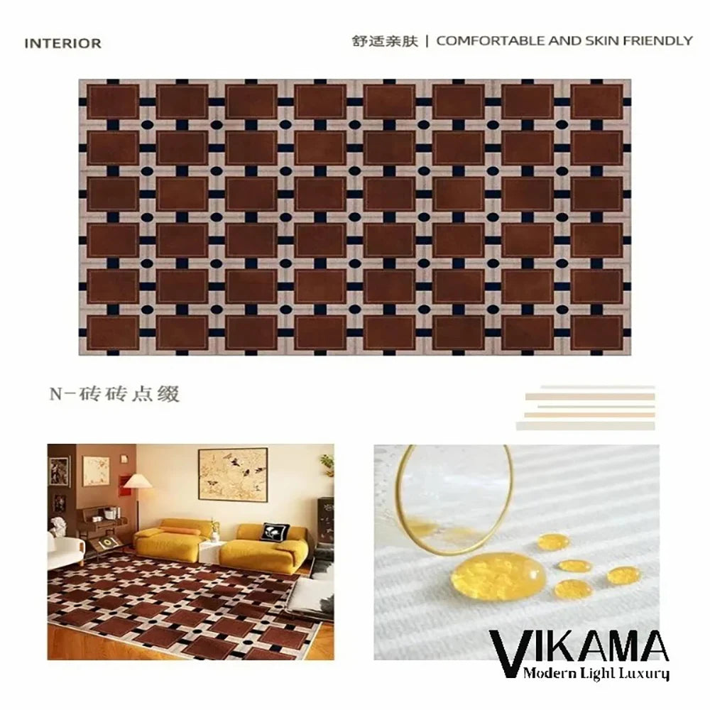 Navak Carpet Exclusive Picks Loop-Pile Carpet Light Luxurious Plaid Living Room Mat Bedroom Carpet Sofa Large Rug Non-Slip Washable Home Decor