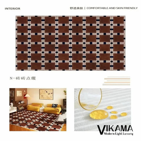 Navak Carpet Exclusive Picks Loop-Pile Carpet Light Luxurious Plaid Living Room Mat Bedroom Carpet Sofa Large Rug Non-Slip Washable Home Decor