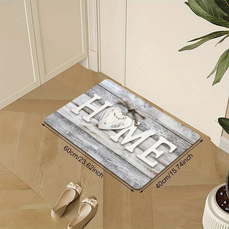 Navak Carpet Wood grain home letter print pattern rug, polyester non-slip, suitable for indoor and outdoor entrance mats, laundry room