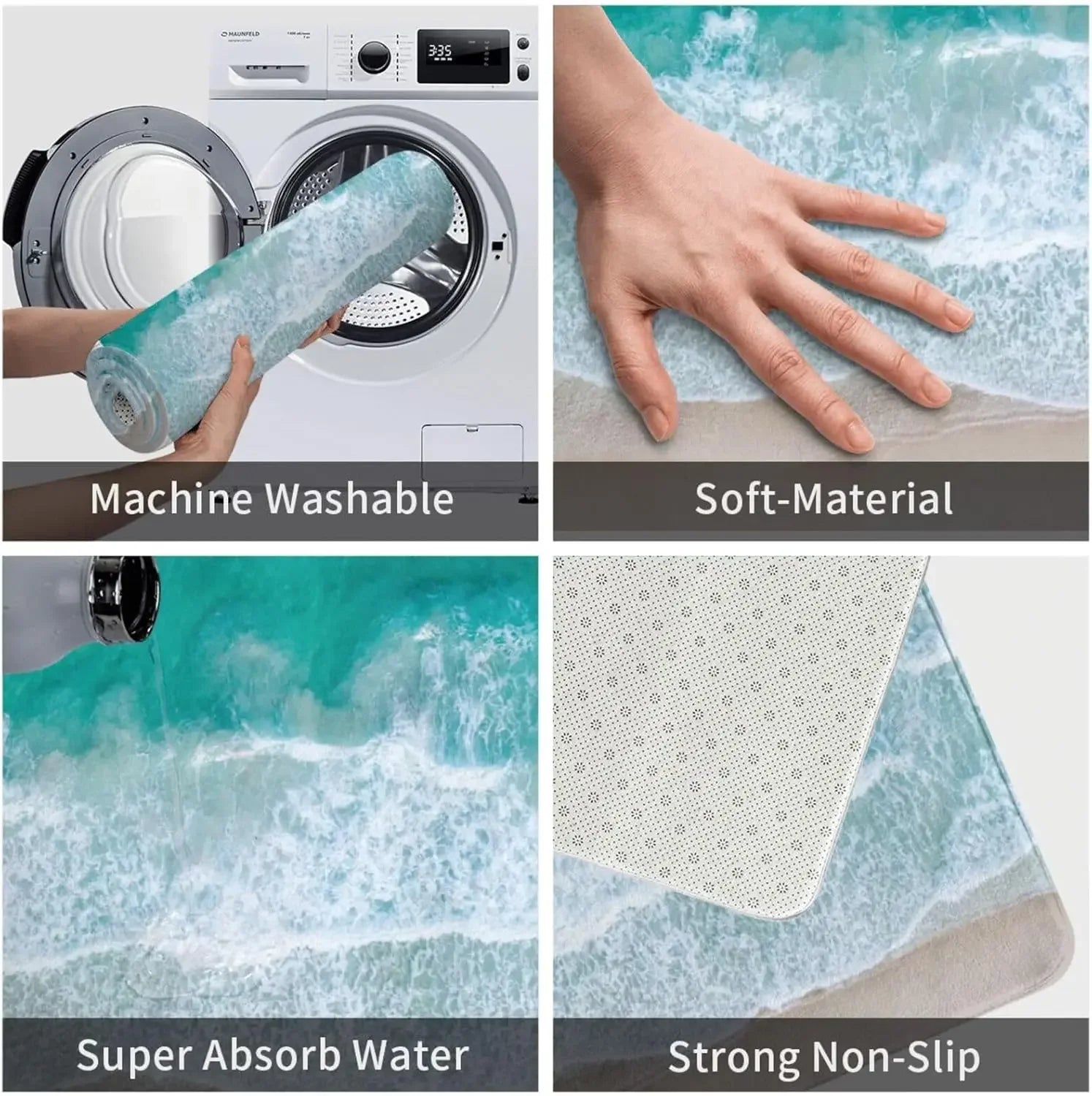 Navak Carpet Nautical Coastal Beach Waves Entrance Doormat Home Decor Kitchen Hallway Balcony Rugs Bathroom Anti-slip Mat Foot Pad