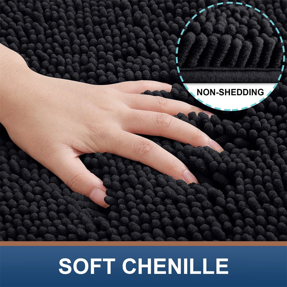 Navak Carpet Olanly Chenille Bathroom Rug Extra Soft Shaggy Bath Mat Non-Slip Bathroom Floor Mat Water Absorbent Plush Microfiber Rugs Shower