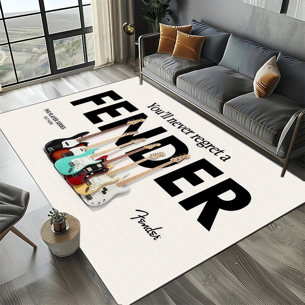 Navak Carpet 27 Style New 3D Fender Retro Guitar Instruments Music Carpet Rug for Living Room Bedroom Home Sofa Decoration,Non-slip Floor Mat