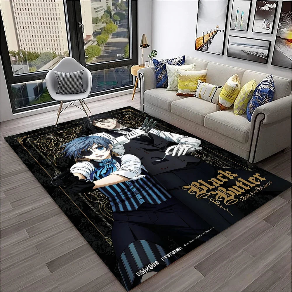Navak Carpet 3D Anime Black Butler Cartoon Carpet Rug for Home Living Room Bedroom Sofa Doormat Decor,kids play Area Rug Non-slip Floor Mat